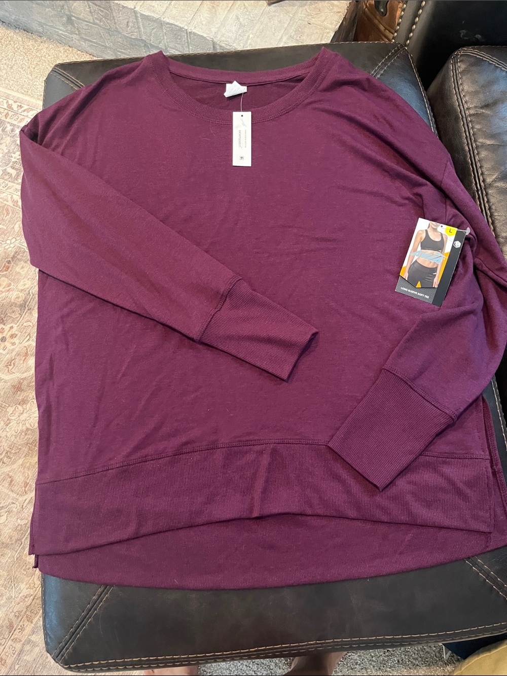 Avia Women's Long Sleeve Crewneck Top in Plum